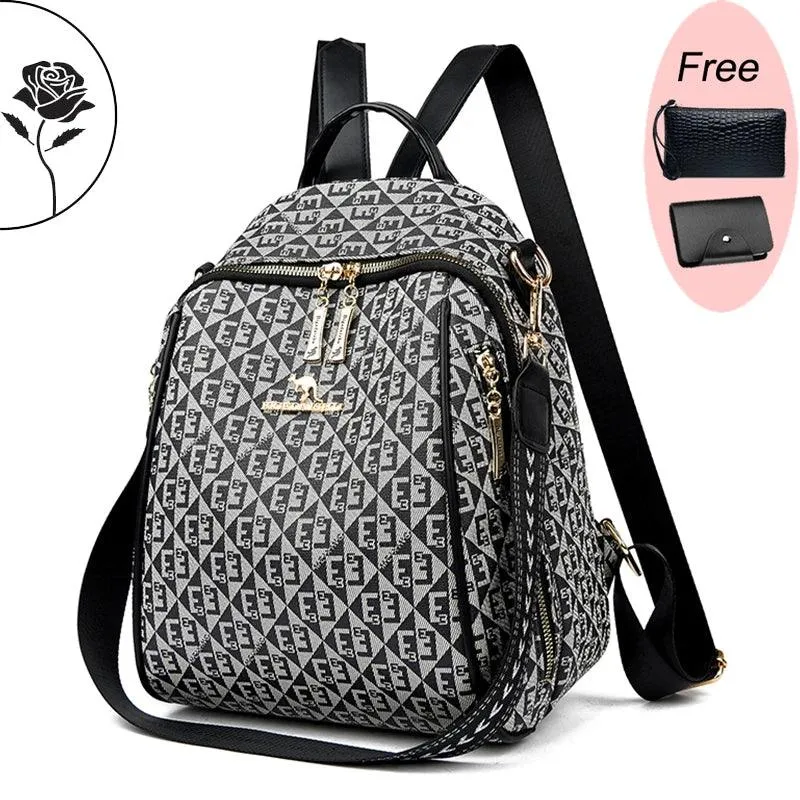 18422 - Women's Cool Backpack - Fashion Leather Shoulder Bag