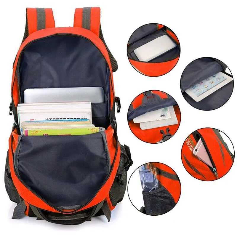 40L Waterproof Large Bag Backpack Camping Hiking Walking Outdoor Travel Rucksack Random Color