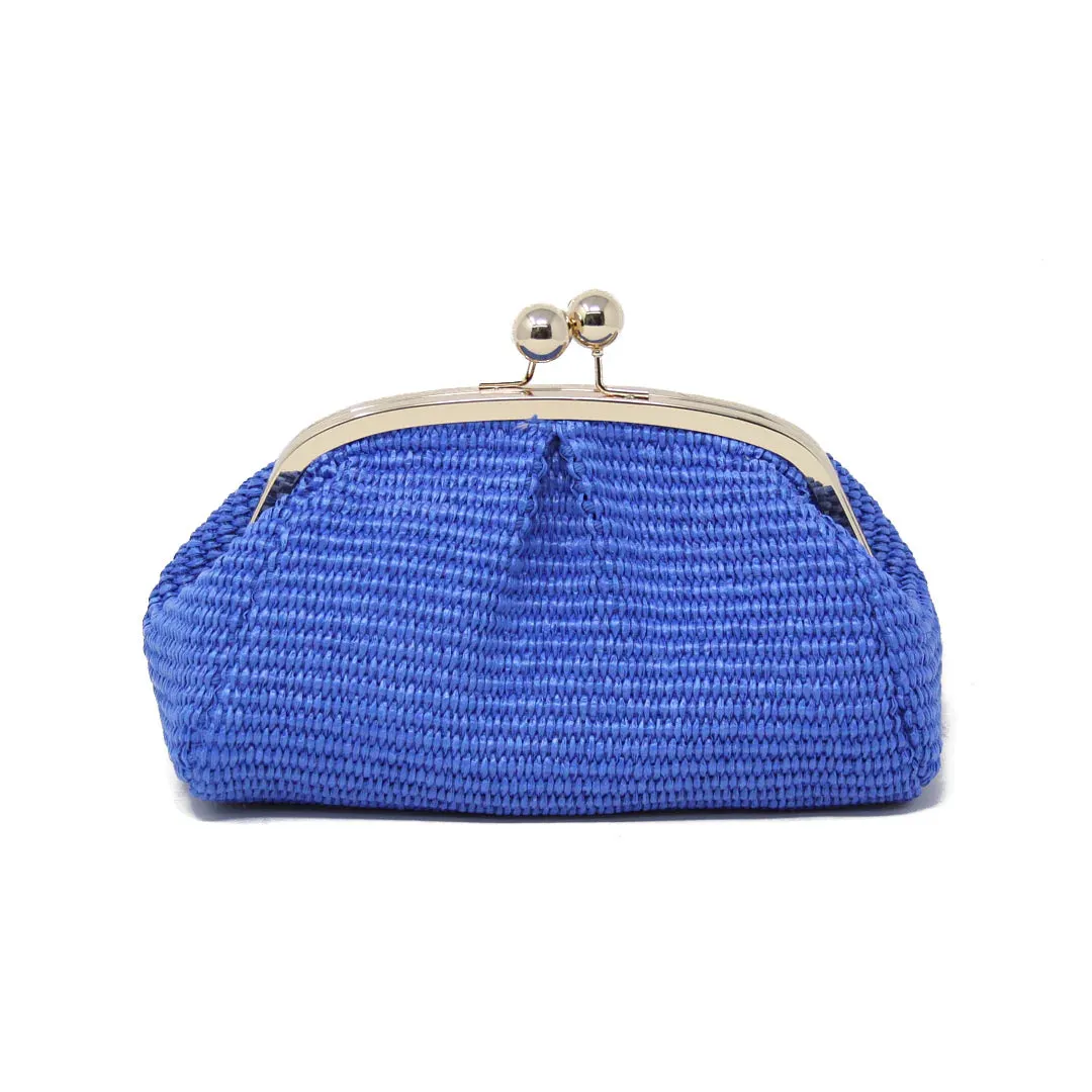 Arden Blue Raffia Clutch