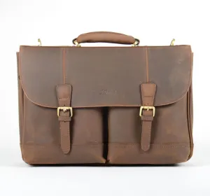 Ashwood Brown Leather Double Pocket Briefcase