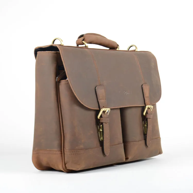 Ashwood Brown Leather Double Pocket Briefcase