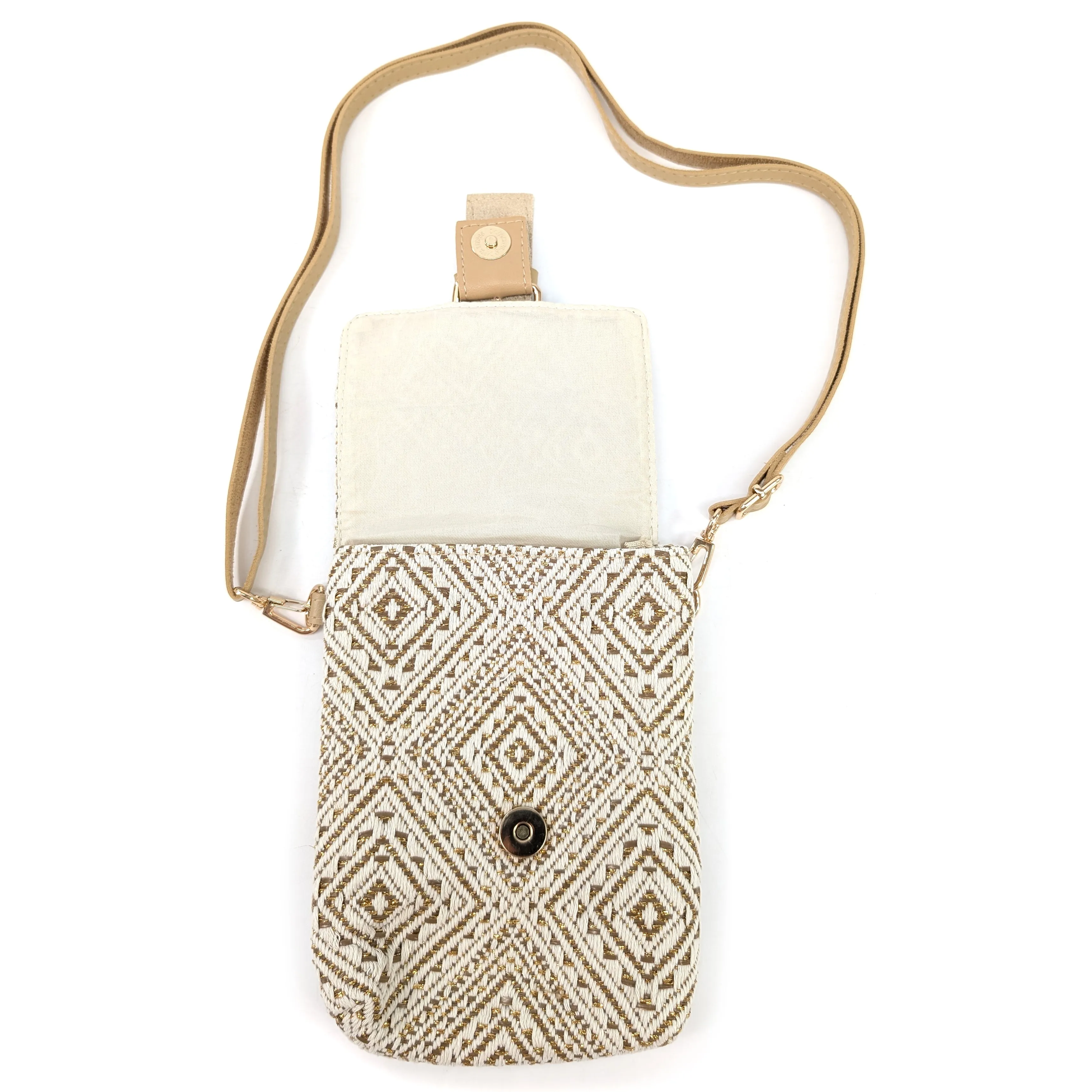 Aztec Buckle Crossbody Bag - Golden Oatmal