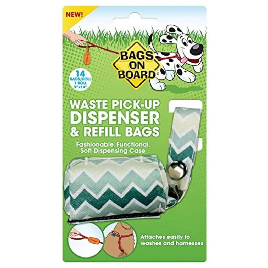 Bags on Board Fashion Waste Pick-up Bag Dispenser w/ 14 bags (green)