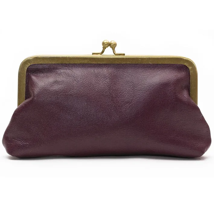 Blackberry Leather Clutch Bag