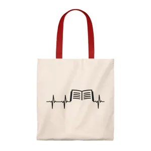 Book Heartbeat Canvas Tote Bag - Vintage style