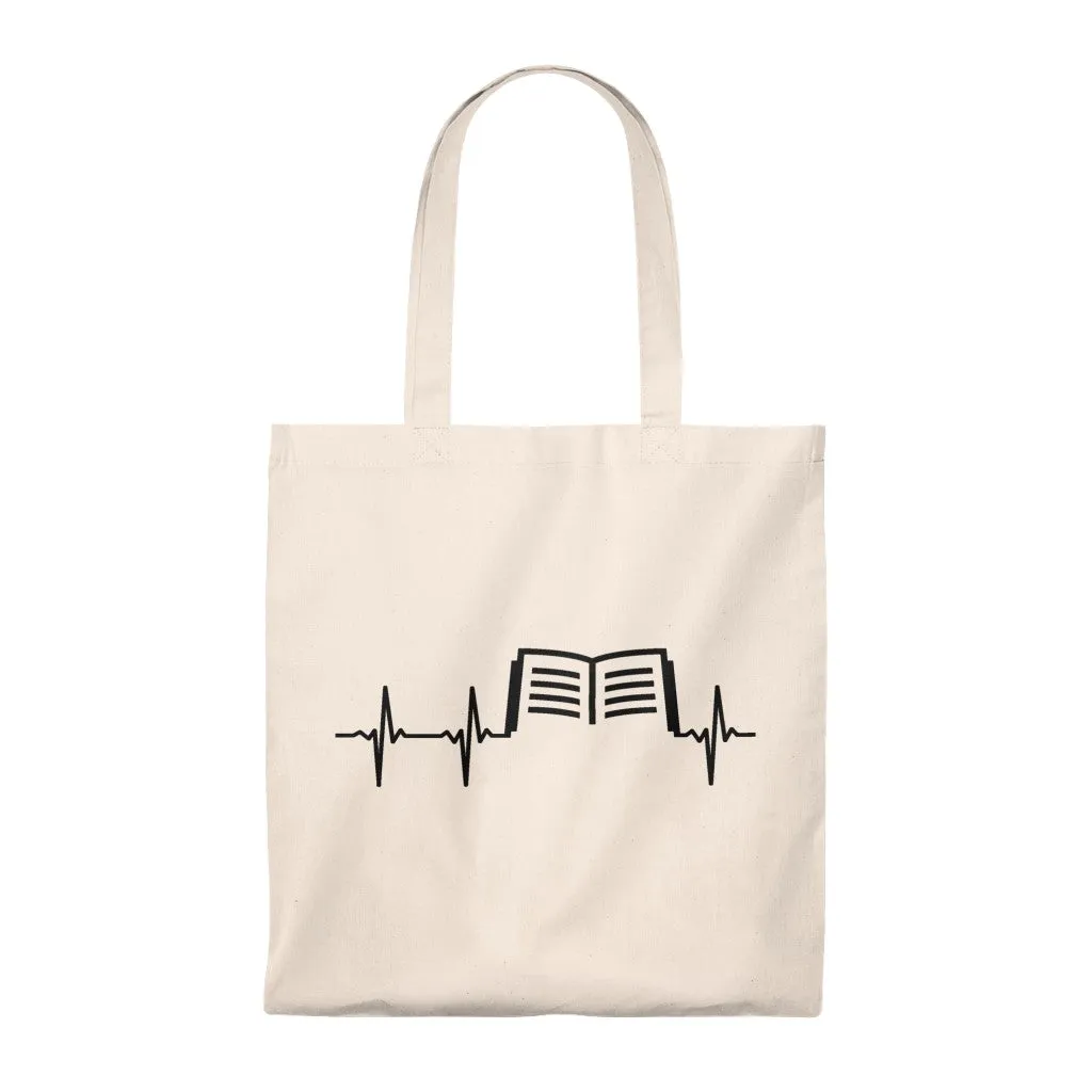 Book Heartbeat Canvas Tote Bag - Vintage style