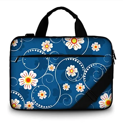 Canvas Laptop Shoulder Bag Compatible with 11.6/12/12.9/13/13.3 Inches Laptop Netbook,Protective Carrying Handbag Briefcase Sleeve Case Cover with Side Handle (Beautiful Flowers)