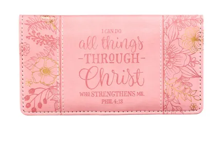 Check Book  All Things Are Possible Through Christ Pink Faux Leather CHB041