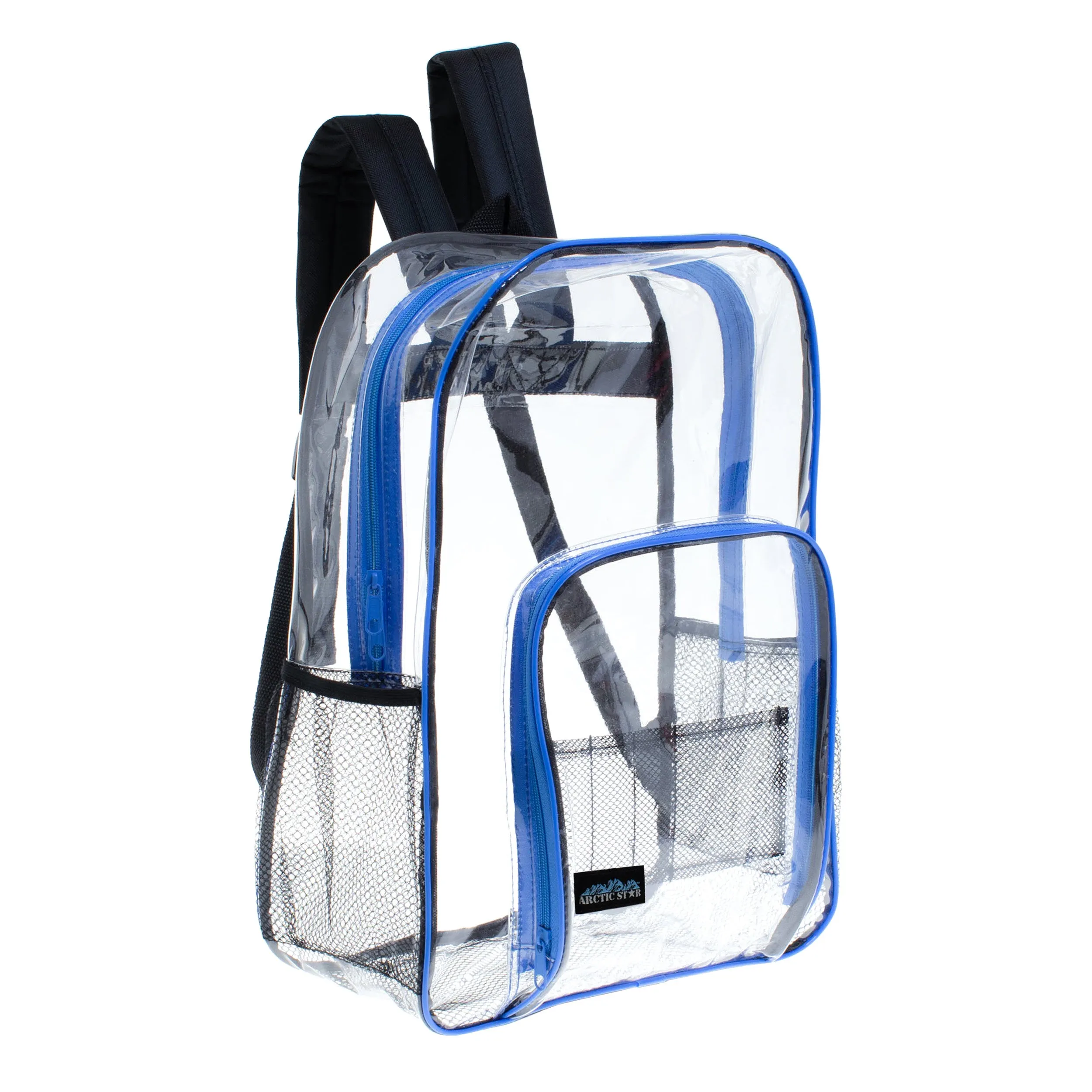 Clear Vinyl Piping Bulk 13'' Mini Backpacks - 5 Assorted Colors- Wholesale Case of 24 Bookbags