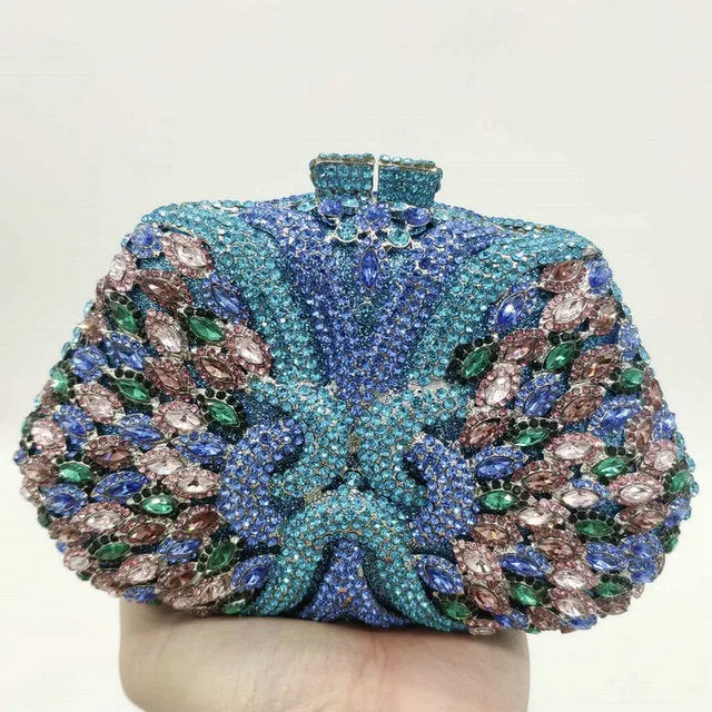 Dazzling Rhinestone Diamond Clutch Purse Evening or Wedding Bridal Purse or Your Something Blue