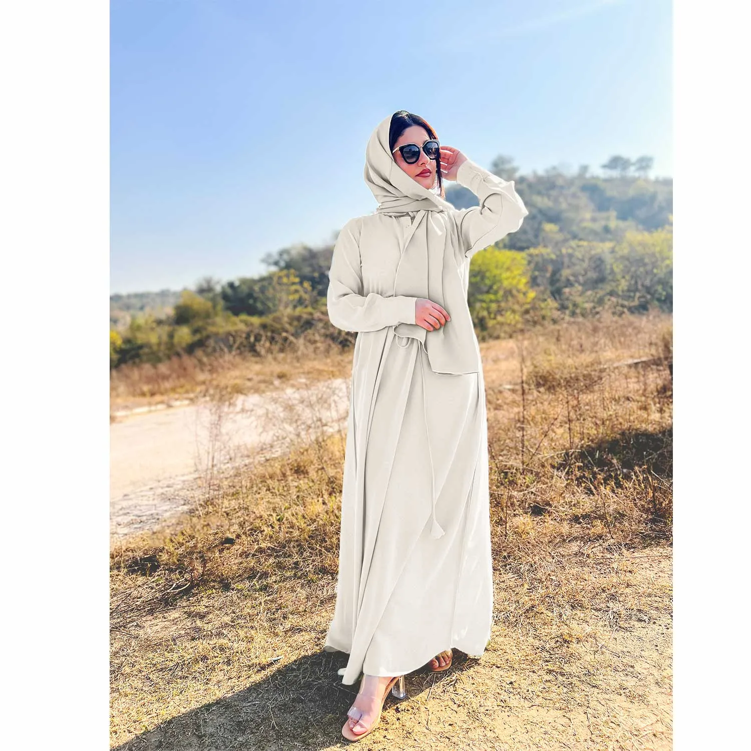 Elegant Maxi Abaya (White)