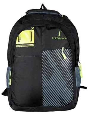 FabSeasons Printed Black Backpack with Raincover and Laptop holder