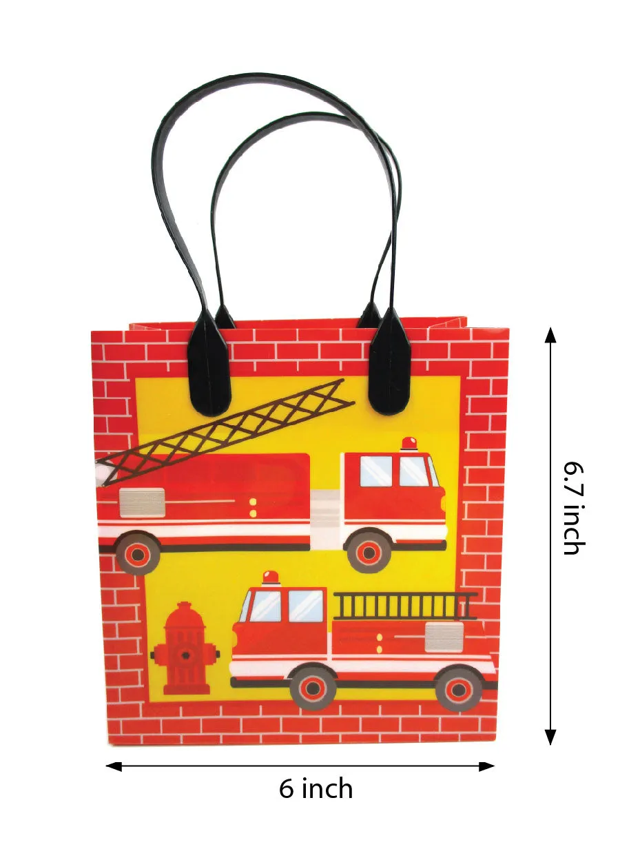 Fire Trucks Party Favor Bags Treat Bags - Set of 6 or 12