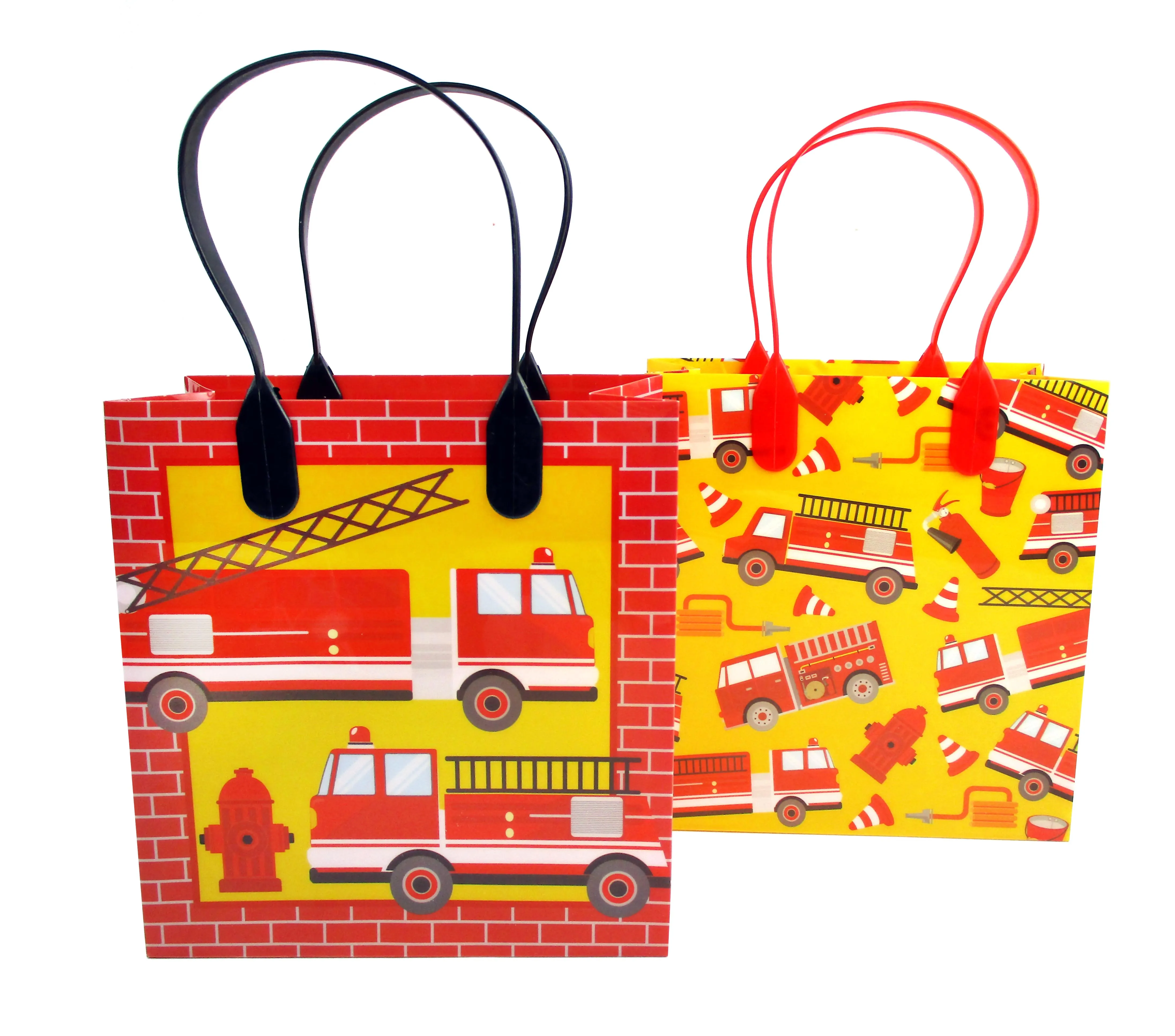 Fire Trucks Party Favor Bags Treat Bags - Set of 6 or 12