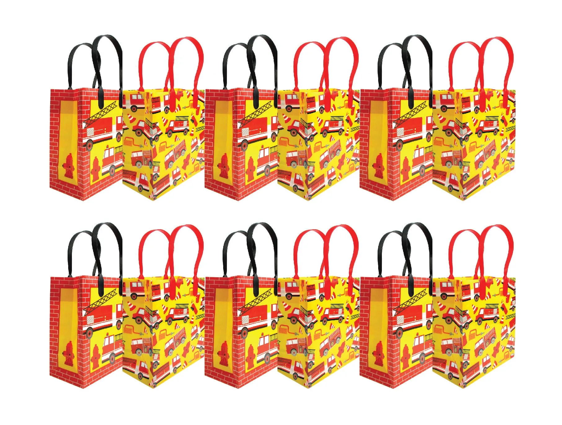 Fire Trucks Party Favor Bags Treat Bags - Set of 6 or 12