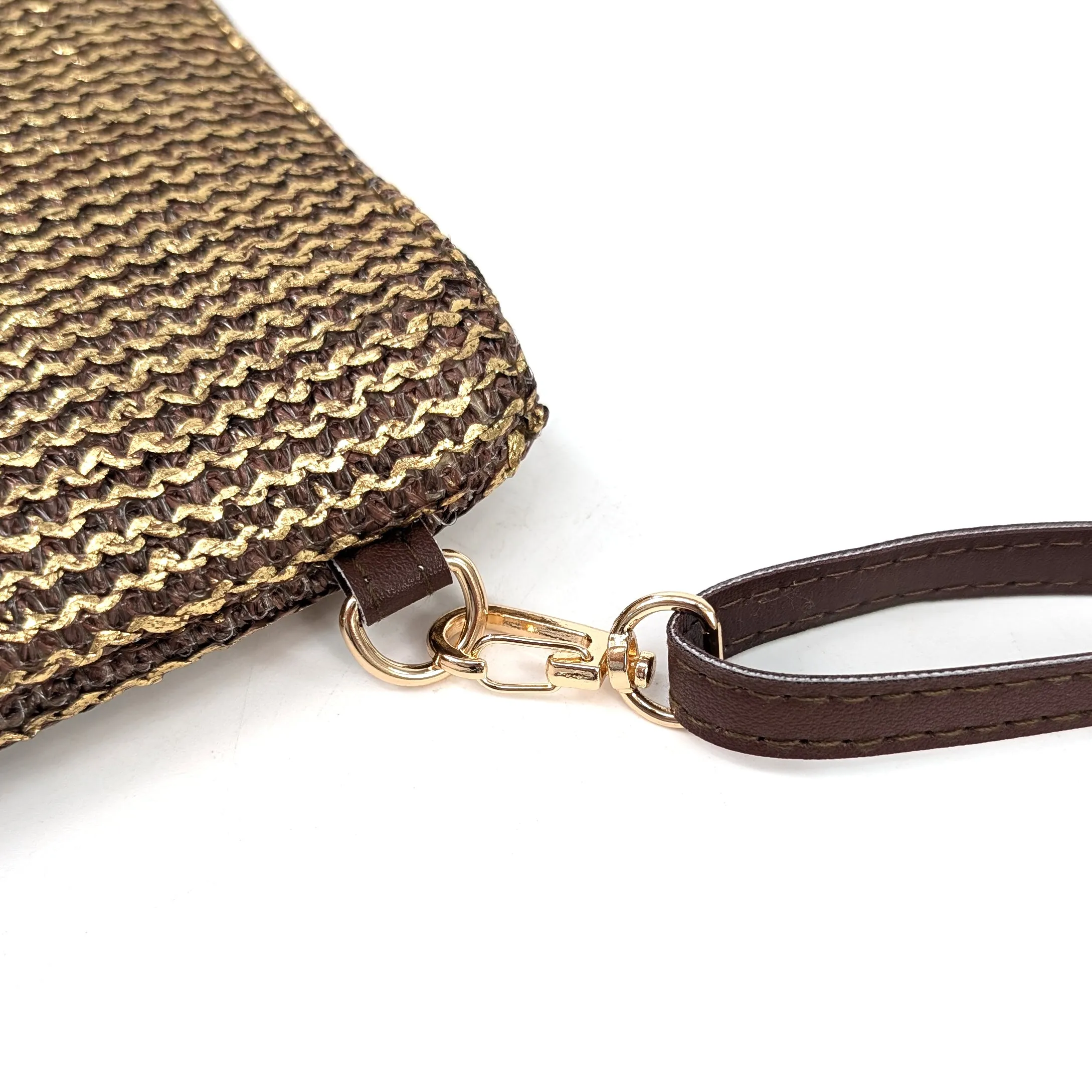 Glitzy Clutch Bag with Tassel - Chocolate