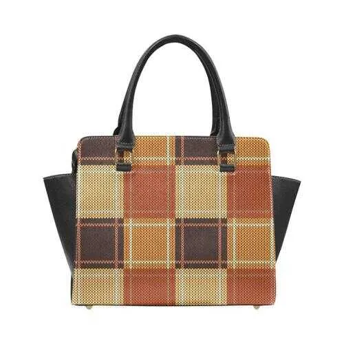 Handbags, Brown Checker Rivet Style Top-Handle Bag