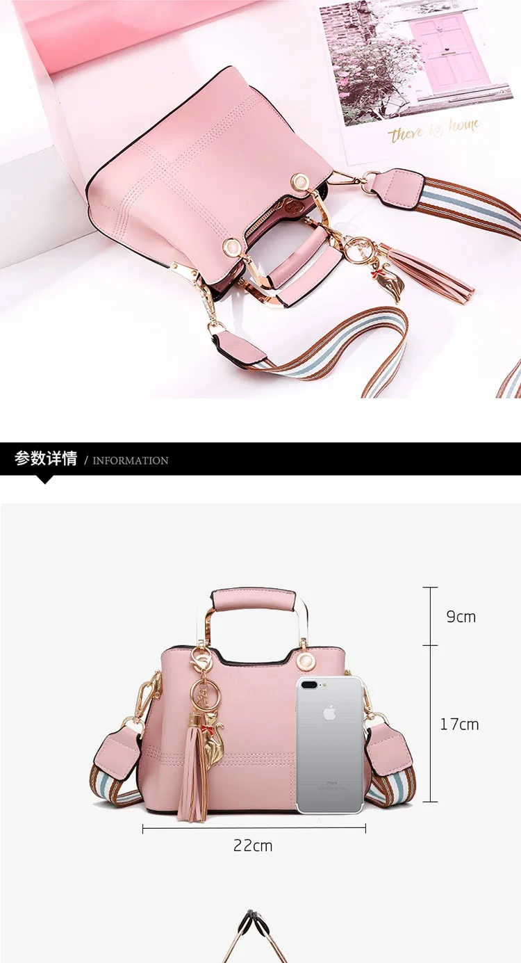 Handbags Women's 2023 Spring/Summer New Trendy Korean Style Fashion Wide Strap All-Matching Girlish Shoulder Minimalist Messenger Bag