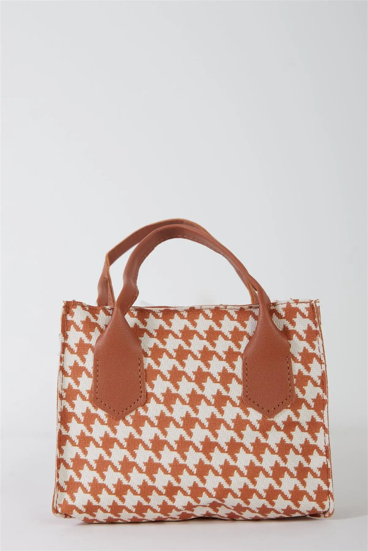 Houndstooth Print Two Handles Small Mini Handbag