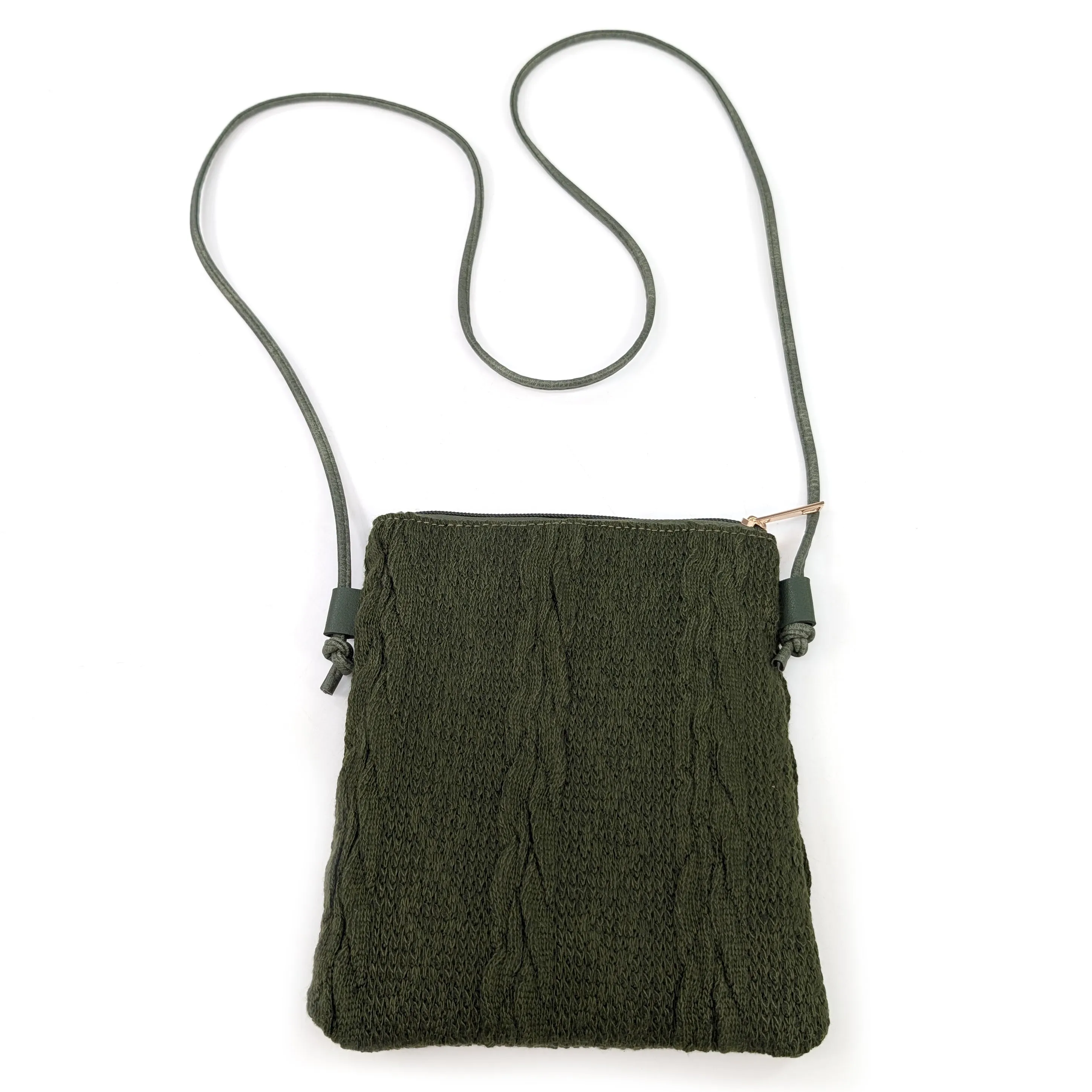 Knitted Crossbody Bag - Dark Green