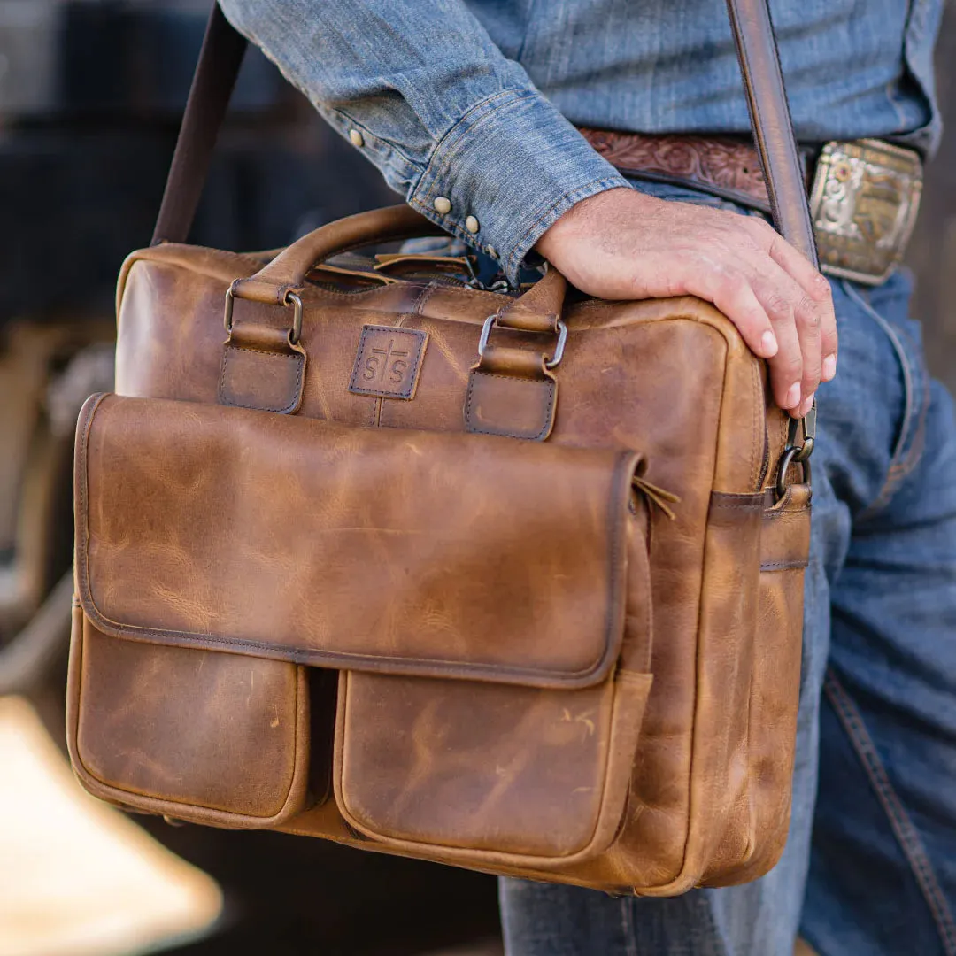 Leather Messenger Bag with Outside Pockets