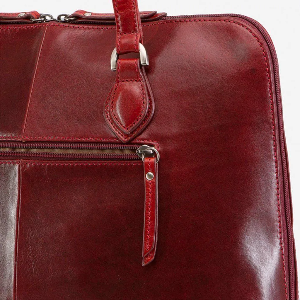 Medium Leather Laptop Handbag, Rust