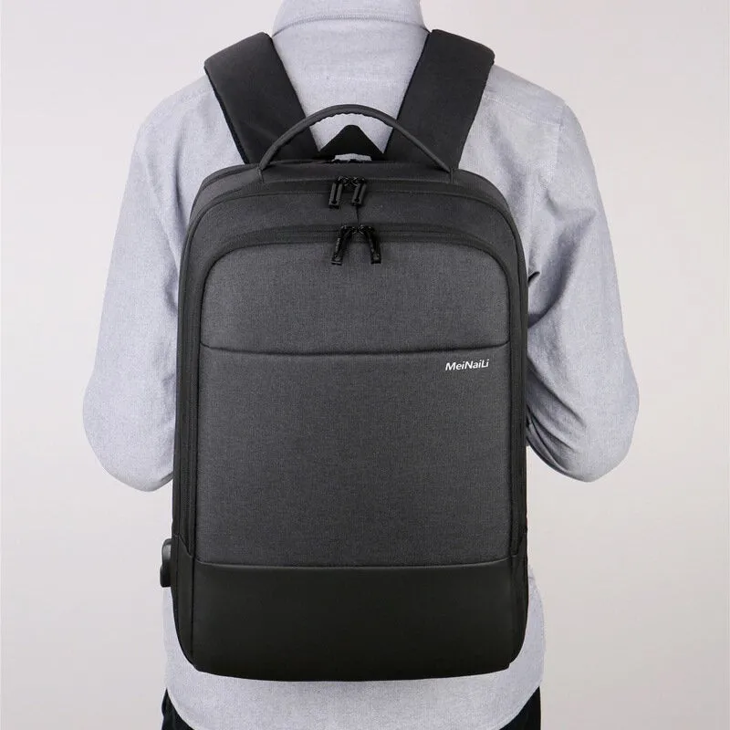 Men Large Capacity Waterproof USB Charging 15.6 Inch Laptop Bag Business Outdoor Backpack