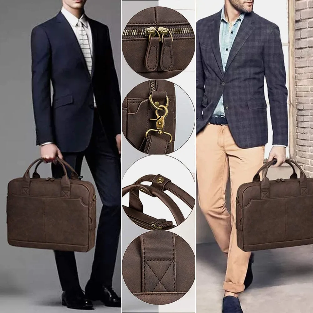 Men Vintage Multifunction Large Capacity 13 Inch Laptop Bags Briefcases Handbag Crossbody Bag Teacher