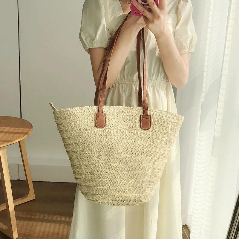 Mori Style Shoulder Bag Casual Vacation Photo Shoot Straw Bag