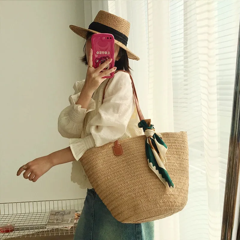 Mori Style Shoulder Bag Casual Vacation Photo Shoot Straw Bag