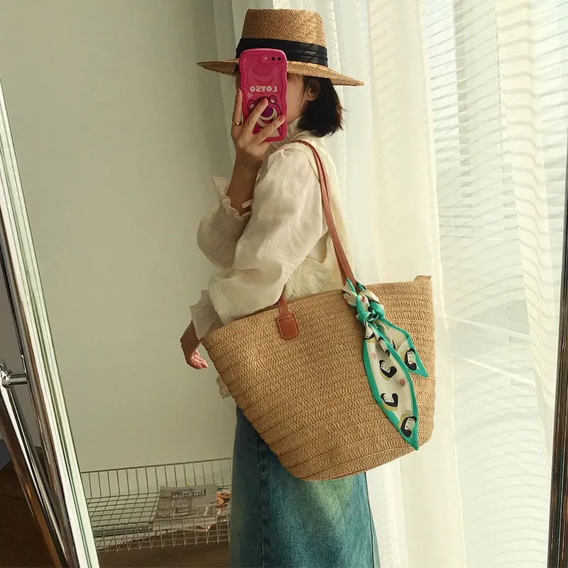 Mori Style Shoulder Bag Casual Vacation Photo Shoot Straw Bag