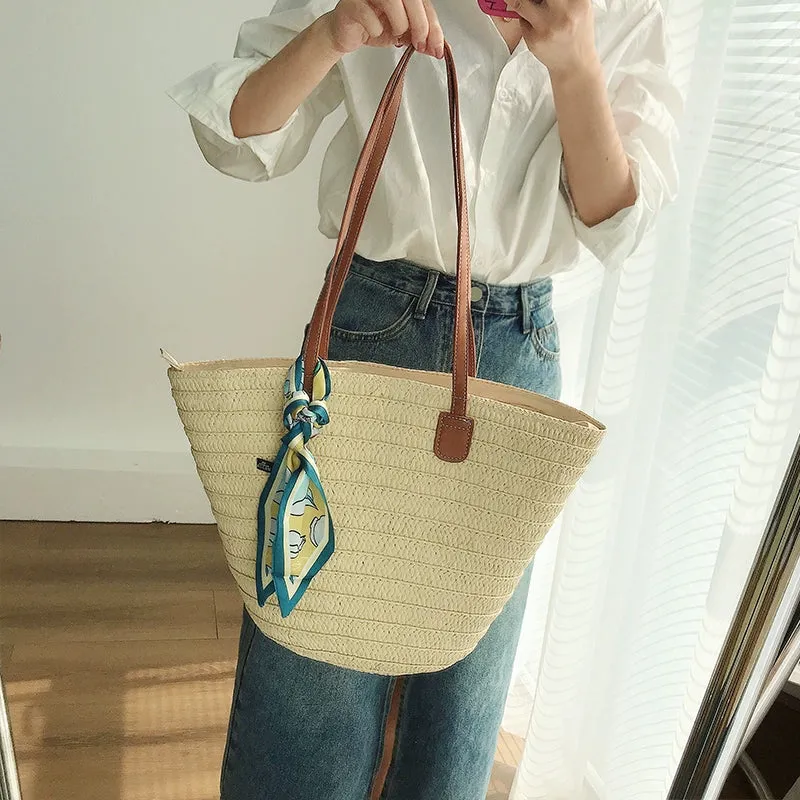 Mori Style Shoulder Bag Casual Vacation Photo Shoot Straw Bag