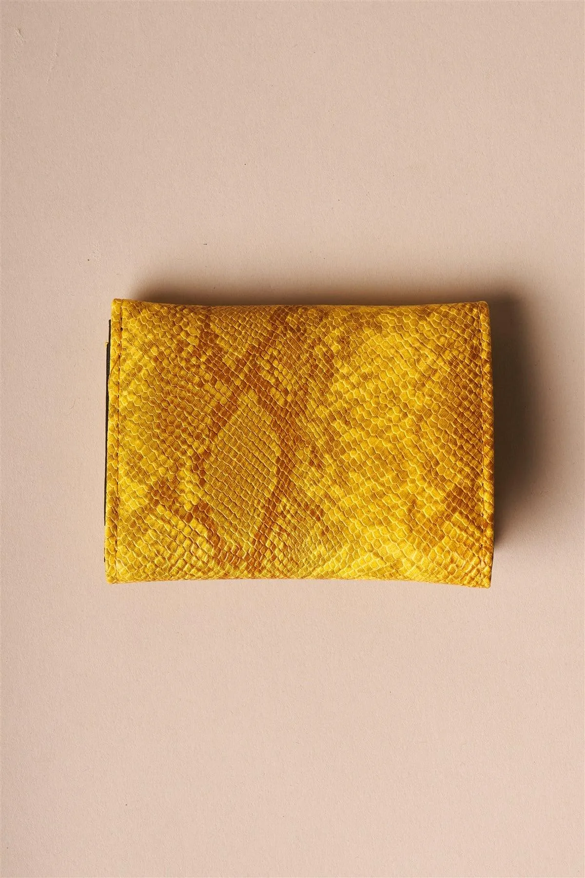 Mustard Yellow Snake Skin Retro Three Way Mini Wallet