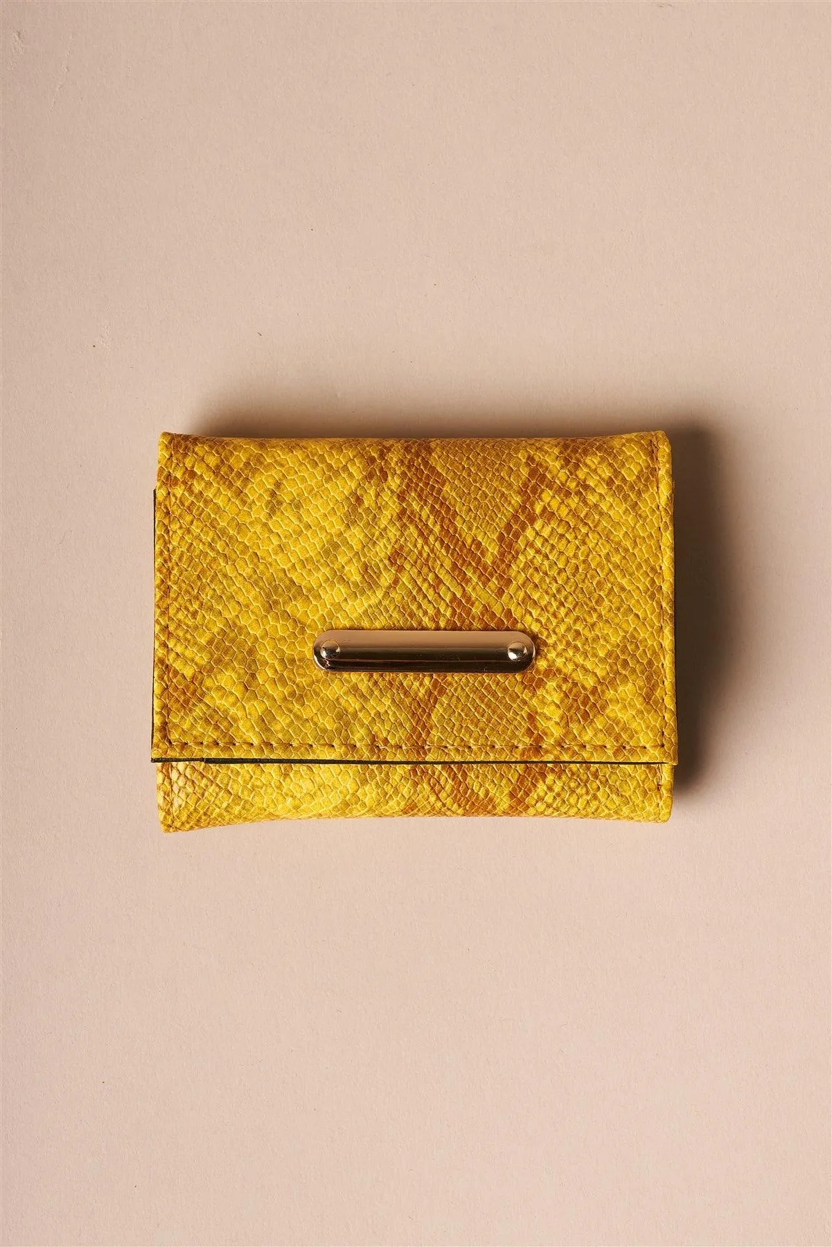 Mustard Yellow Snake Skin Retro Three Way Mini Wallet