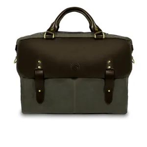 Olive Waxed Cotton & Leather Briefcase