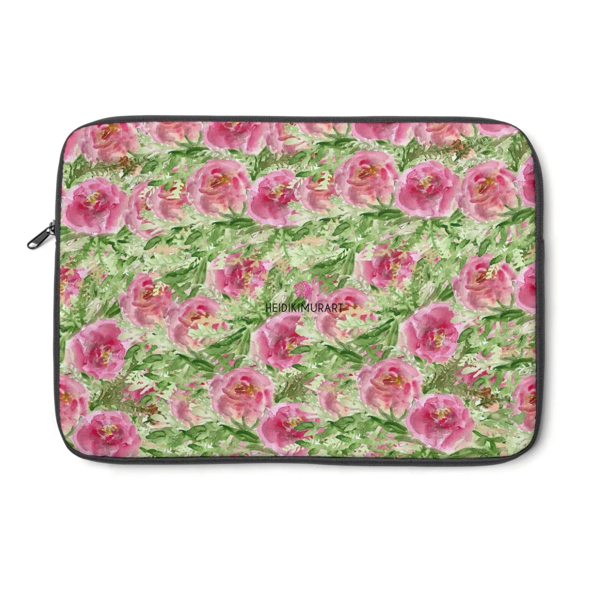 Pink Rose Floral Print 12', 13", 14" Floral Laptop Sleeve - Designed   Made in the USA