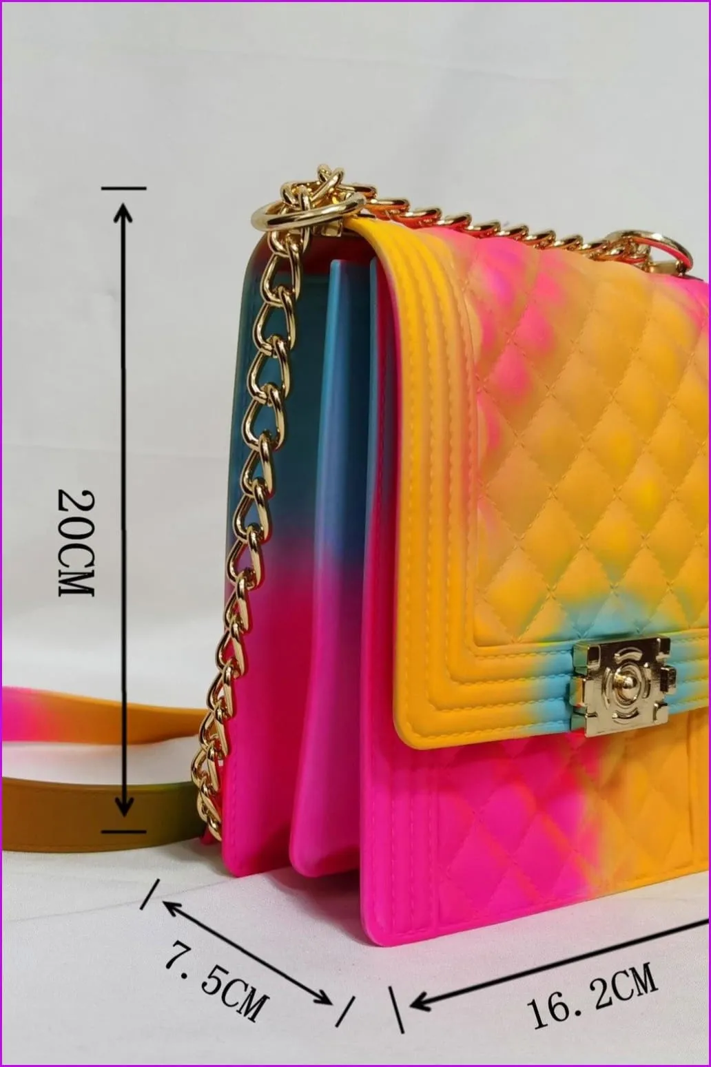 Rainbow Vertical Rhombic Bag Diagonal Bag Chain Jelly Bag F644