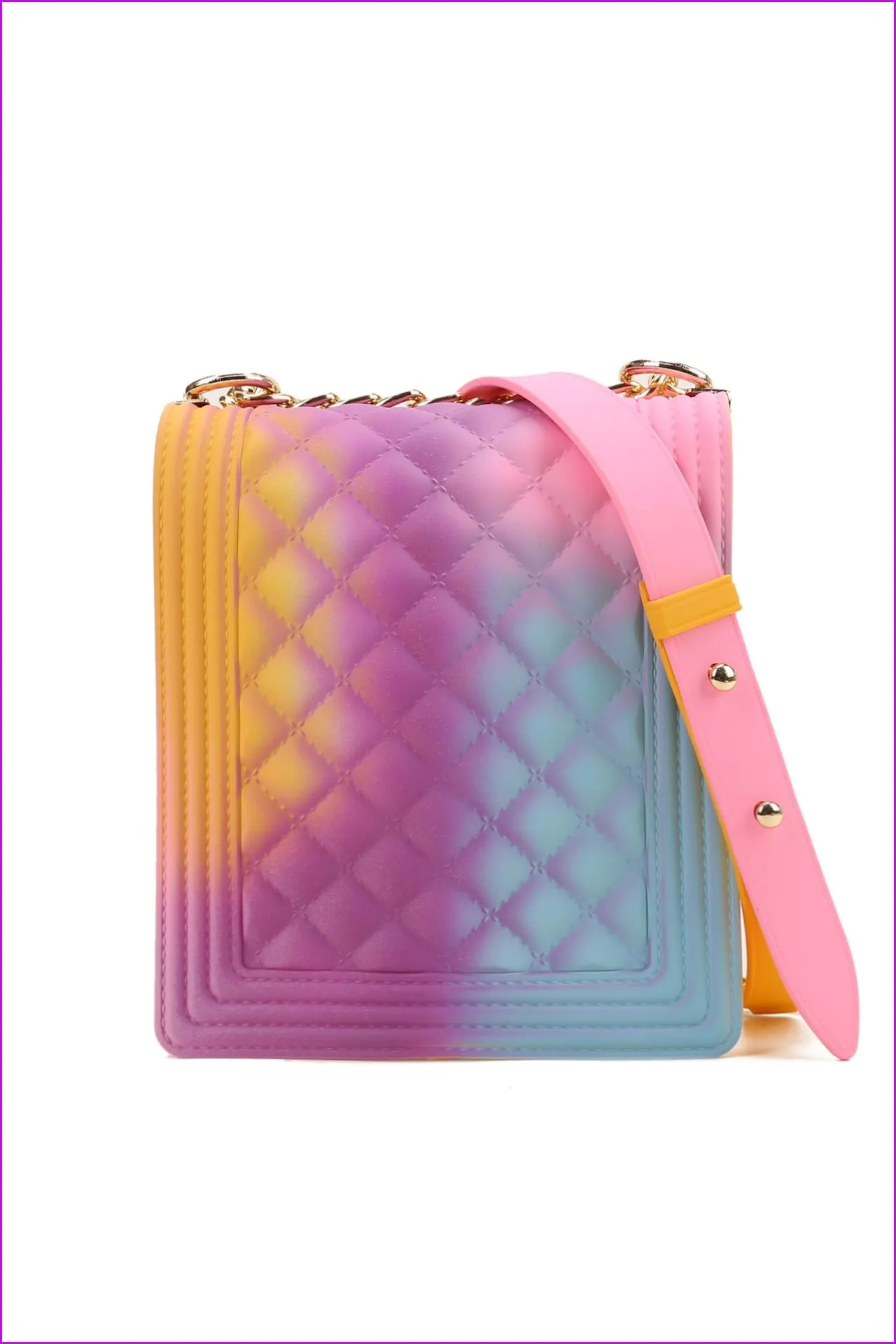 Rainbow Vertical Rhombic Bag Diagonal Bag Chain Jelly Bag F644