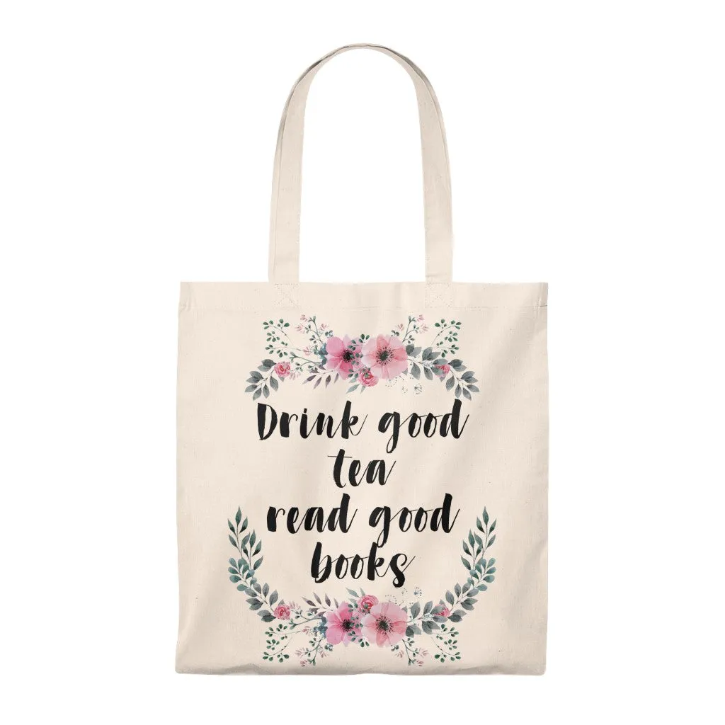 Read Good Books Floral Canvas Tote Bag - Vintage style