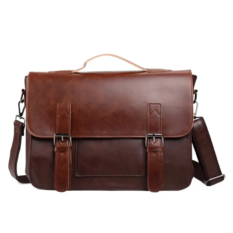 Retro Fashion Messenger Bag Men Luxury PU Leather Crossbody Bags Men Handbag Briefcases Laptop Bag Men Shoulder Messenger Bags