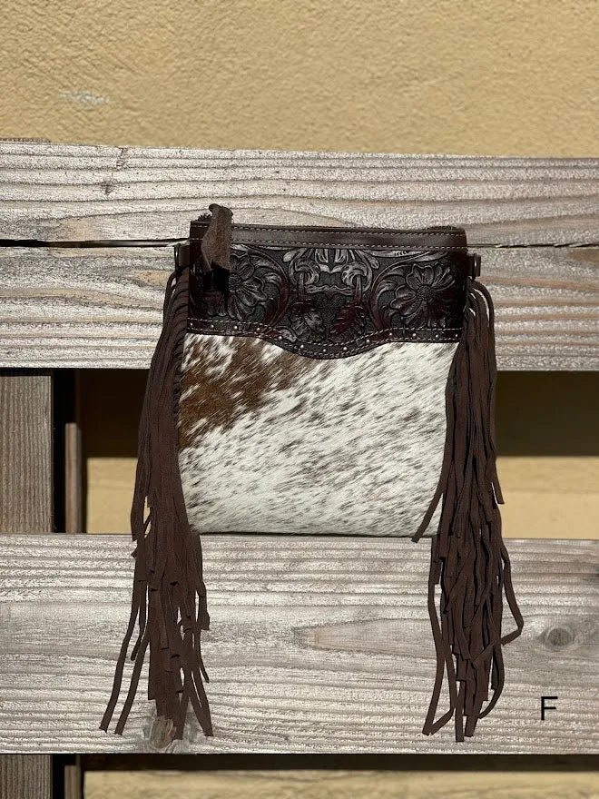 Top Notch Accessories 3016CF Betty Cowhide Crossbody Fringe Purse In Coffee