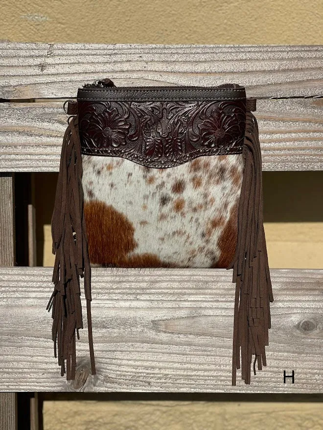 Top Notch Accessories 3016CF Betty Cowhide Crossbody Fringe Purse In Coffee