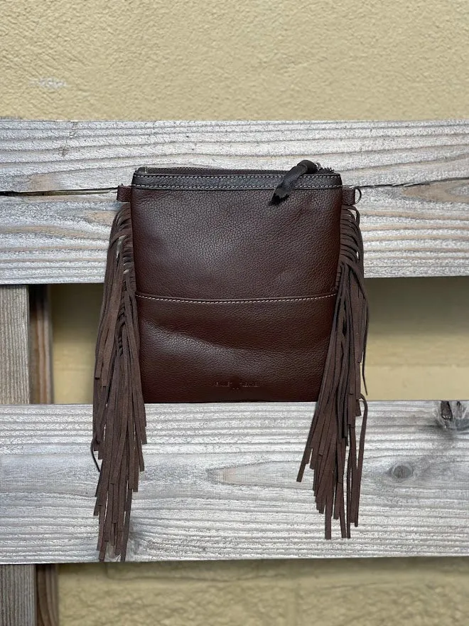 Top Notch Accessories 3016CF Betty Cowhide Crossbody Fringe Purse In Coffee