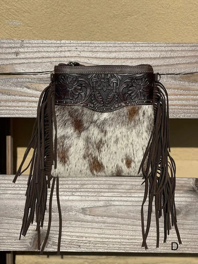 Top Notch Accessories 3016CF Betty Cowhide Crossbody Fringe Purse In Coffee