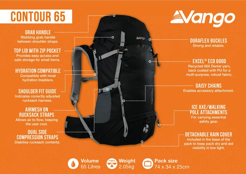 Vango Contour 65L Rucksack Black