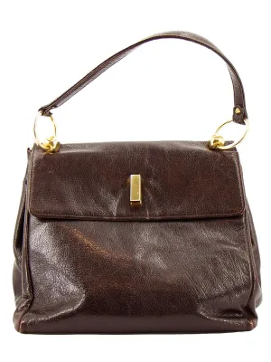 Vintage 1960s Brown Faux Leather Shoulder Bag