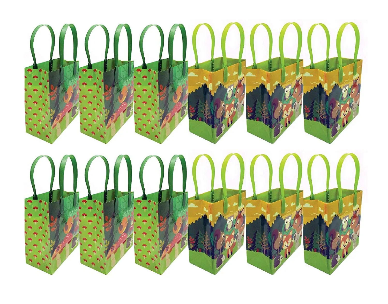 Woodland Animals Party Favor Bags Treat Bags, 12 Pack