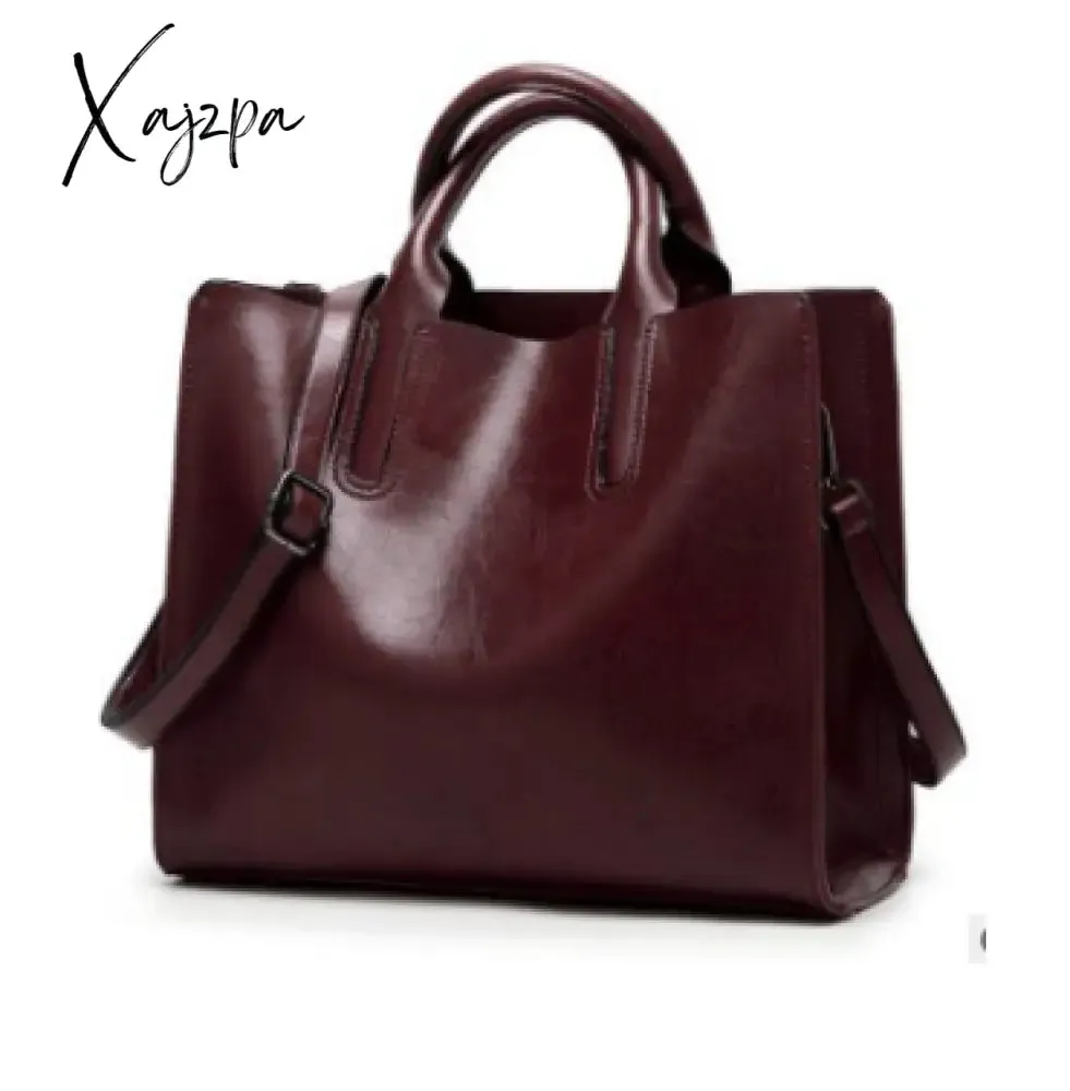 Xajzpa - Vintage Genuine Leather Bags Women Messenger Bags High Quality Oil Wax Female Leather Handbags Ladies Shoulder Bag New C836