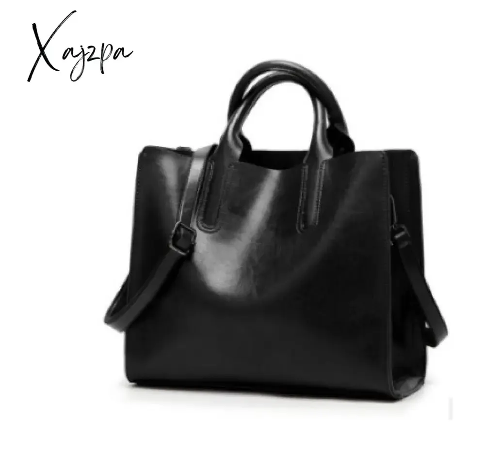 Xajzpa - Vintage Genuine Leather Bags Women Messenger Bags High Quality Oil Wax Female Leather Handbags Ladies Shoulder Bag New C836