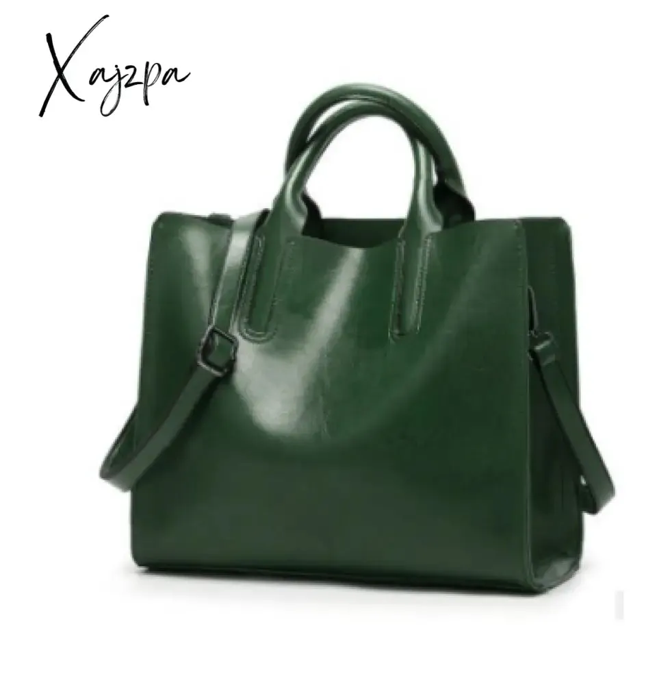 Xajzpa - Vintage Genuine Leather Bags Women Messenger Bags High Quality Oil Wax Female Leather Handbags Ladies Shoulder Bag New C836